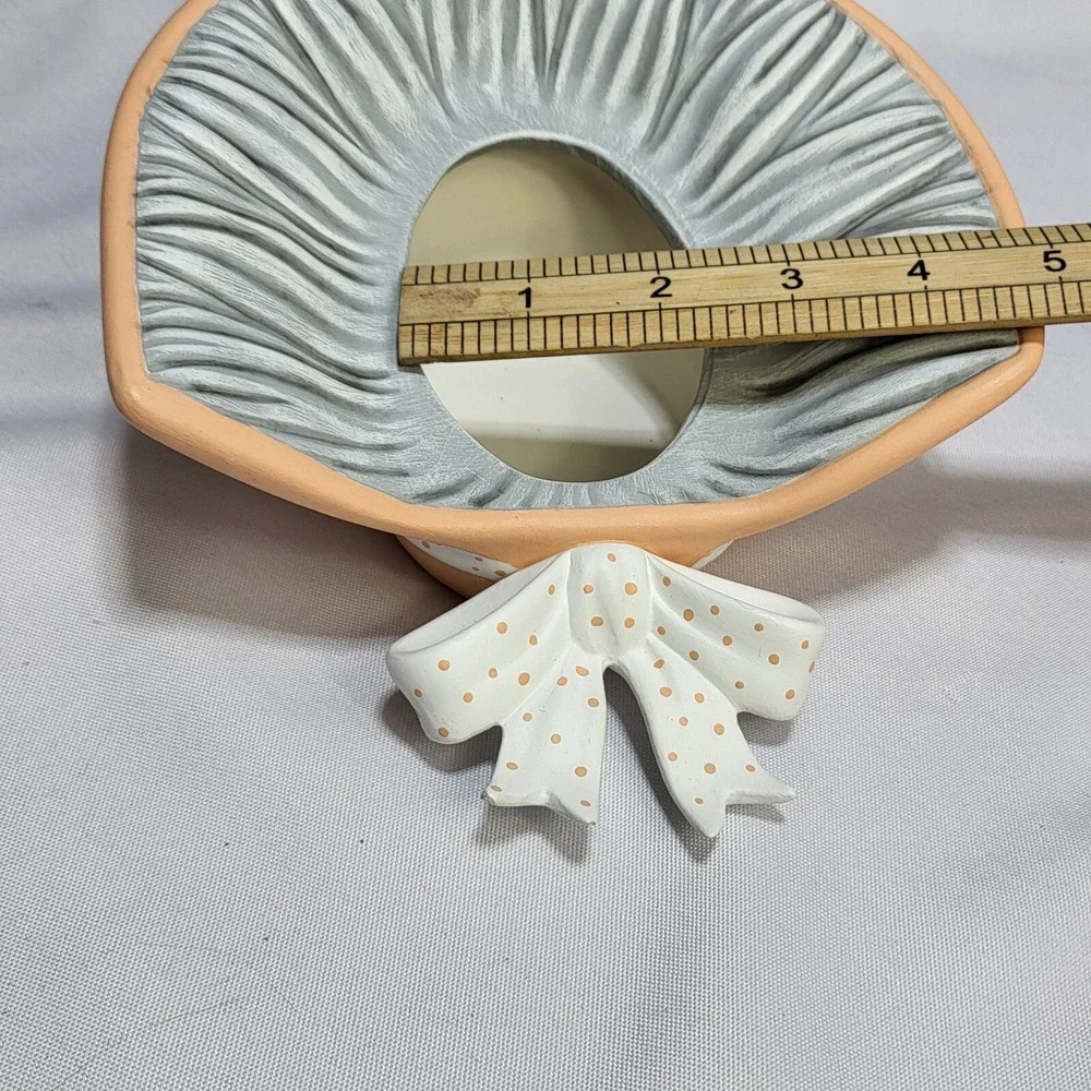 Handmade Pocket Planter Vase Prairie Bonnet Ribbon Hat Ceramic Pottery Home Deco